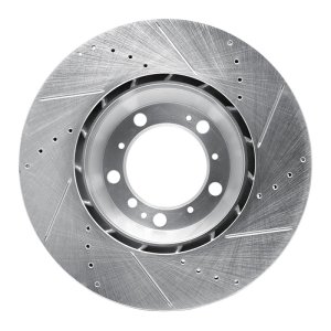 Porsche 911 Brake Rotor (1) - Left Rear - R1 Concepts - Drilled & Slotted - Silver - `99-`23